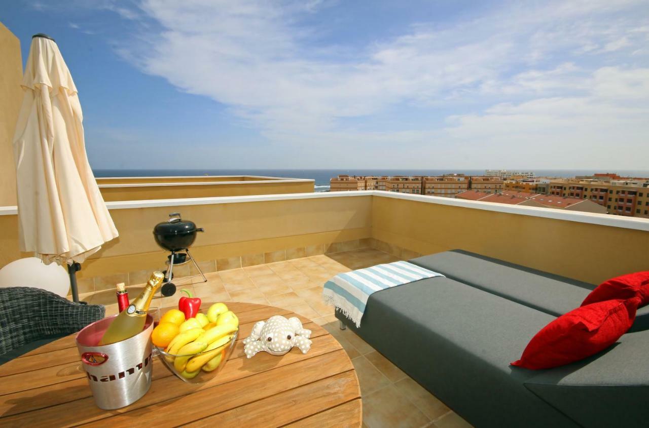 La Perla By Rentmedano Superb Luxury Duplex, Private Roof Terrace, Ocean View, Pool, Wifi And Parking Apartment El Medano  Ngoại thất bức ảnh